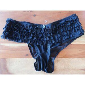 NWOT UO Out From Under Size M Black Mesh Lace Bow Ruffled Dark Romantic Bikini